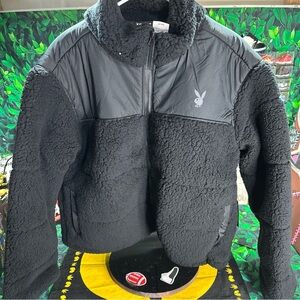 PLAYBOY by PacSun Black Sherpa Jacket Size Medium/Large NWT